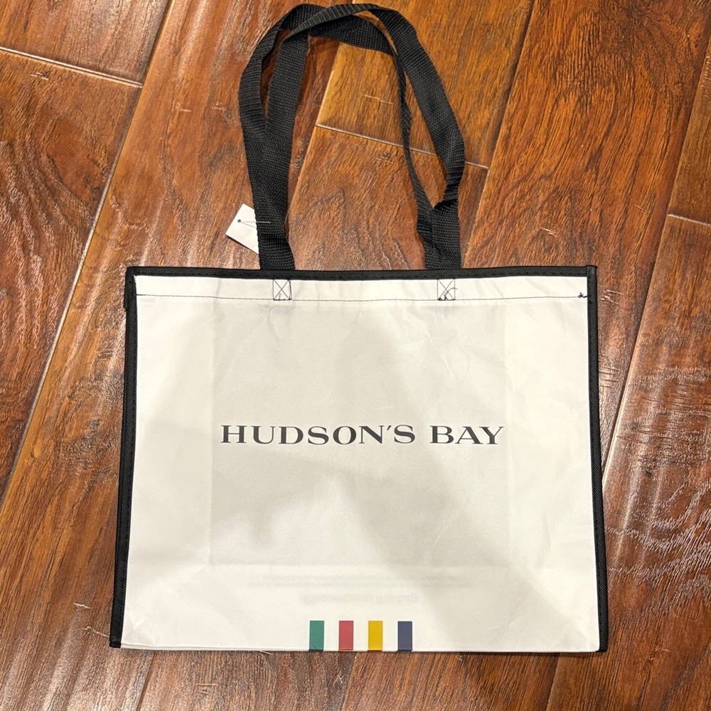 NEW Hudson’s Bay Company HBC multistripes White shopping Tote Bag - Medium size